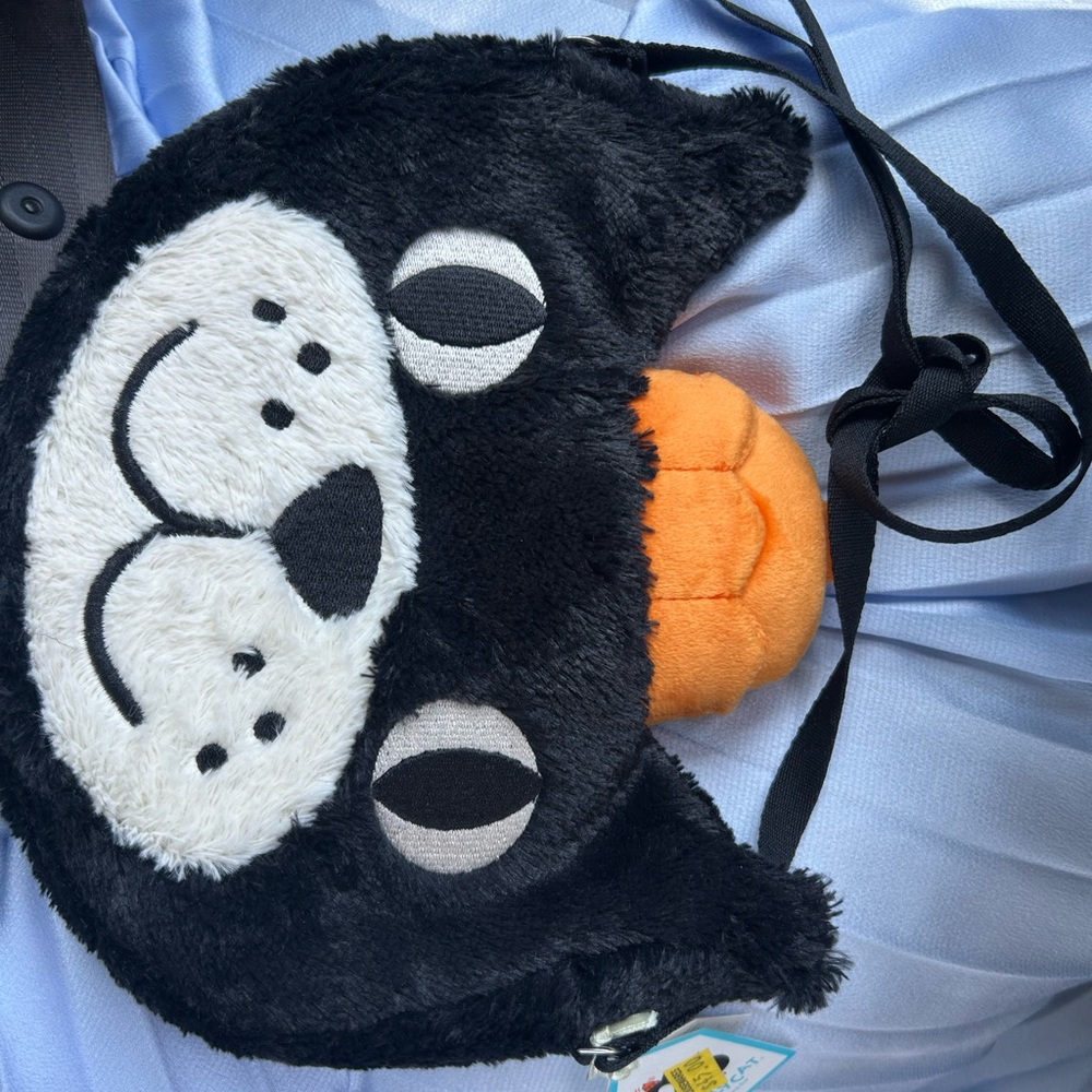 Jellycat Black and Orange Crossbody Bag with Plush Texture